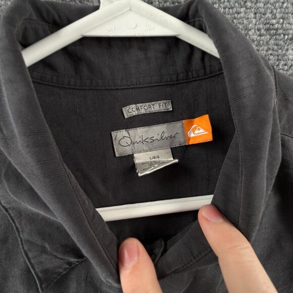 Quiksilver Polynosic Floral Stripe Short Sleeve Comfort Large Gray Shirt Soft - Picture 8 of 12